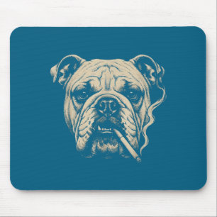 Alfombrilla De Ratón Perro Lindo Fumando Cigarrillo Bulldog Inglés
