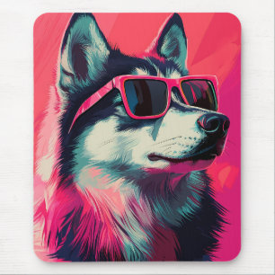 Alfombrilla De Ratón Perro lindo Siberian Husky con gafas de sol