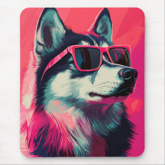 Alfombrilla De Ratón Perro lindo Siberian Husky con gafas de sol