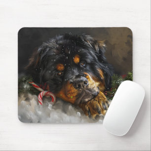 Alfombrilla De Ratón Perro Mastín Tibetano Navidad Festiva