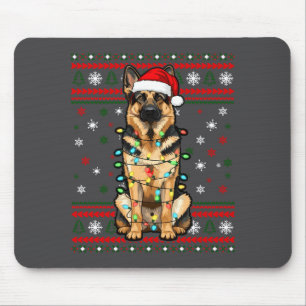 Alfombrilla De Ratón Perro Navidad, Pastor Alemán Luces de Navidad Feo