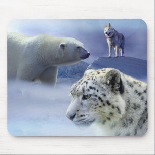 Alfombrilla De Ratón Perro, oso polar y leopardo de la nieve