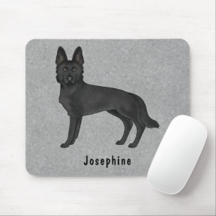 Alfombrilla De Ratón Perro Ovejero Alemán Negro y Nombre Personalizado 