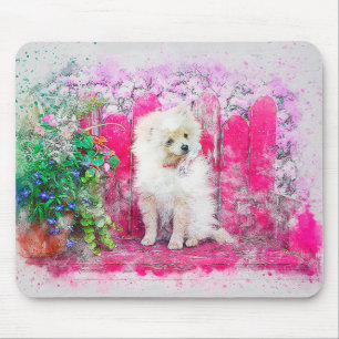 Alfombrilla De Ratón Perro panomerano blanco