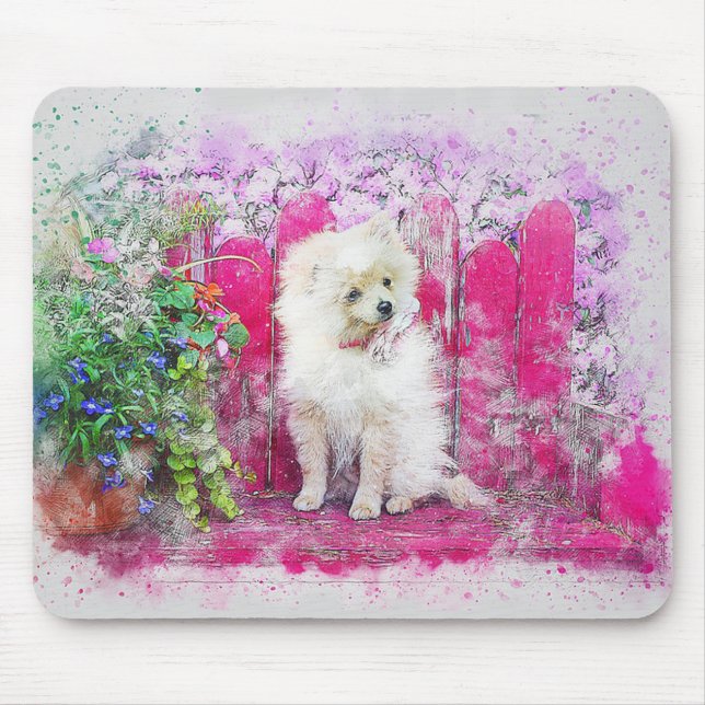 Alfombrilla De Ratón Perro panomerano blanco (Frente)