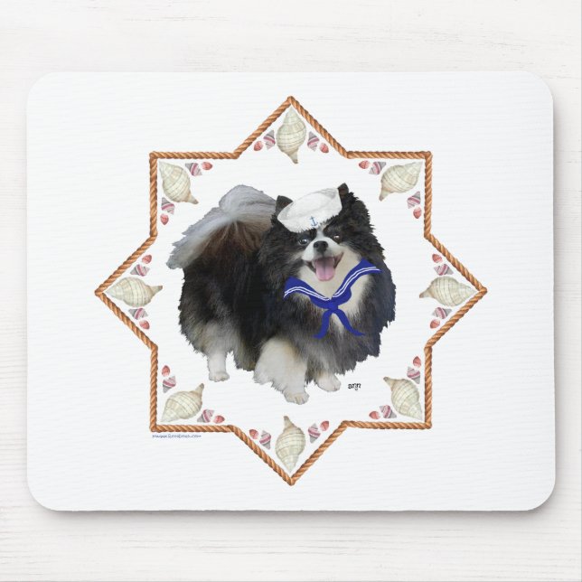 Alfombrilla De Ratón Perro panomerano con conchas marinas (Frente)