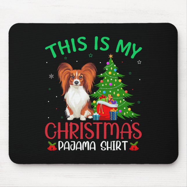 Alfombrilla De Ratón Perro Papillon Fiesta de Navidad Fea Esta Es Mi Na (Frente)