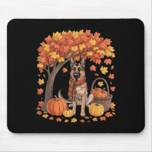 Alfombrilla De Ratón Perro pastor alemán Bufanda de otoño Calabaza de o