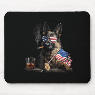 Alfombrilla De Ratón Perro Pastor Alemán Papá Patriótico Bandera Americ