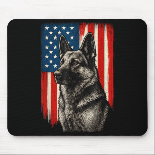 Alfombrilla De Ratón Perro pastor alemán patriótico bandera americana h