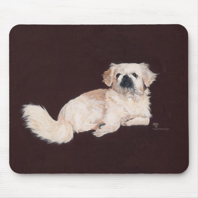 Alfombrilla De Ratón Perro pequinés blanco (Frente)