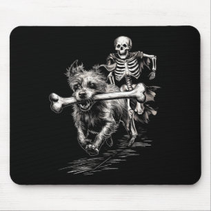 Alfombrilla De Ratón Perro persiguiendo esqueleto divertido Halloween h