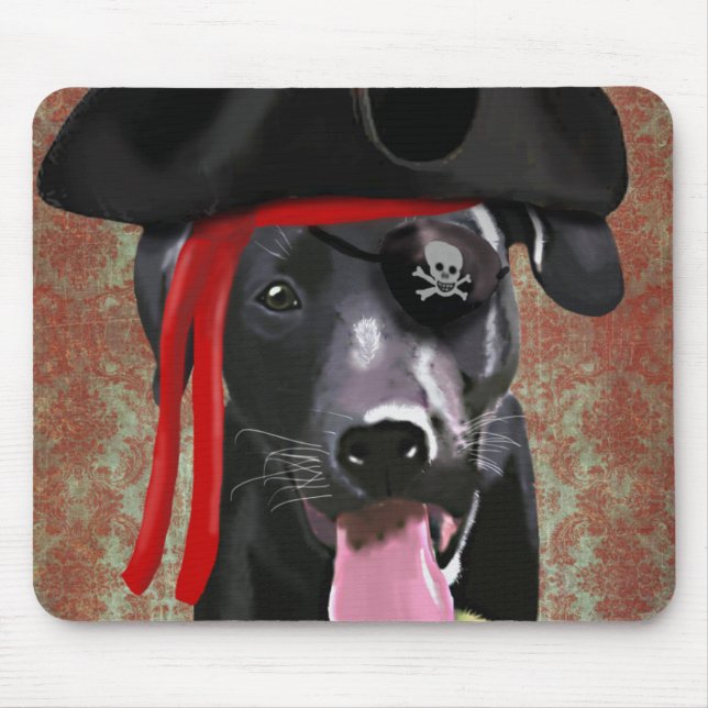 Alfombrilla De Ratón Perro pirata del labrador negro (Frente)