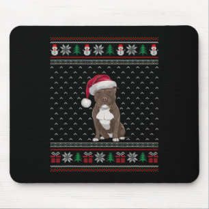 Alfombrilla De Ratón Perro Pitbull Con Amantes De Perro De Santa Hat No