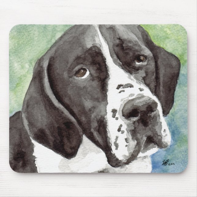 Alfombrilla De Ratón Perro Pointer Negro y Blanco (Frente)