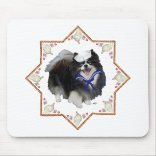 Alfombrilla De Ratón Perro Pomerania con conchas marinas