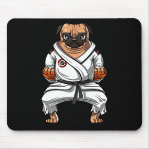 Alfombrilla De Ratón Perro Pug Karate Artes Marciales Kickboxing Jiu Ji