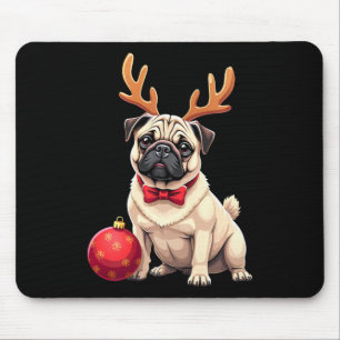 Alfombrilla De Ratón Perro pug reno Navidad Perro amante Familia gracio