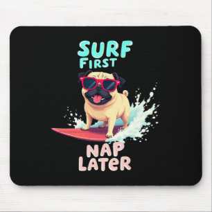 Alfombrilla De Ratón Perro Pug Surfista Genial 