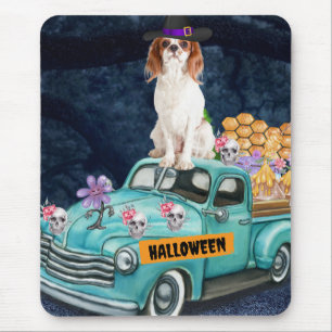 Alfombrilla De Ratón Perro Rey Cavalier Halloween Camión Noche Espeluzn