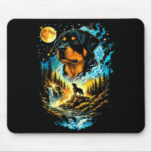 Alfombrilla De Ratón Perro Rottweiler aullando a la luna vintage divert