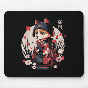 Alfombrilla De Ratón Perro Samurai japonés Tattoo Kawaii Ninja Dog