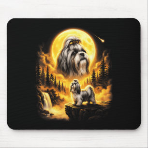 Alfombrilla De Ratón Perro Shih Tzu Aullando a La Luna Vintage 90s Retr