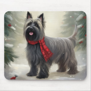 Alfombrilla De Ratón Perro Skye Terrier en Navidad de Nieve 