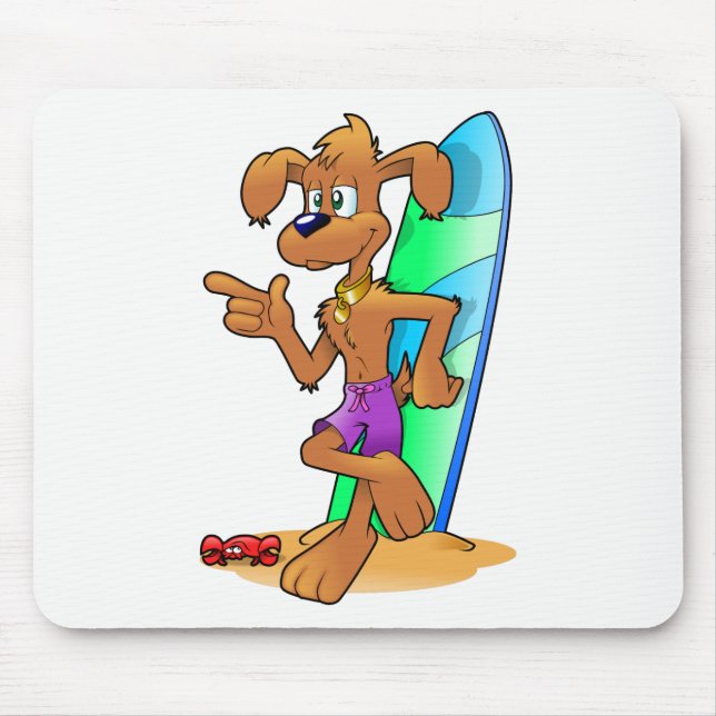 Alfombrilla De Ratón Perro Surfista (Frente)