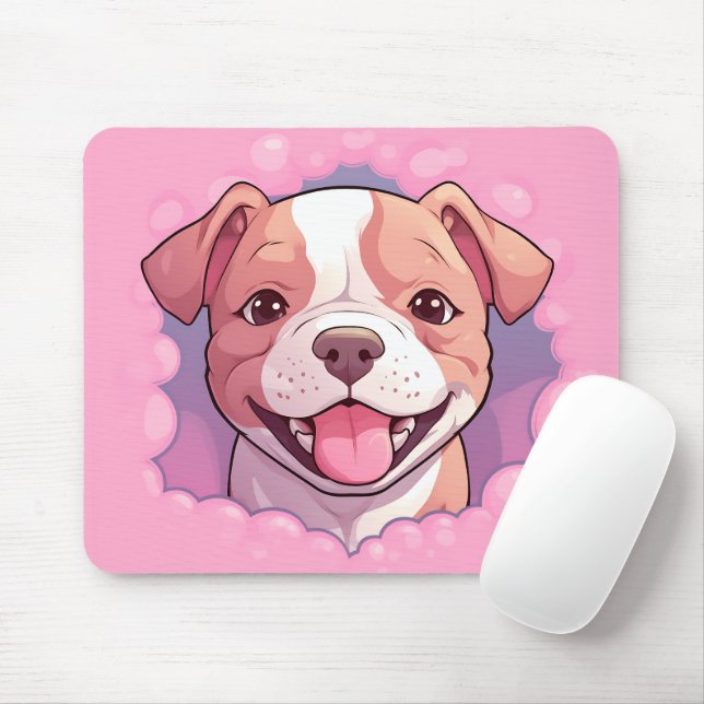 Alfombrilla De Ratón Perro Terrier de Bull Peeking Cute (Con ratón)
