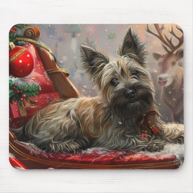 Alfombrilla De Ratón Perro Terrier Skye Navidad Festiva (Frente)