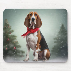 Alfombrilla De Ratón Perro Treeing Walker Coonhound en Navidad con niev