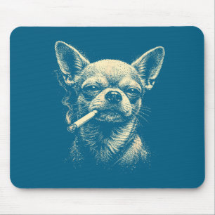 Alfombrilla De Ratón Perro vintage fumando cigarrillo chihuahua diverti
