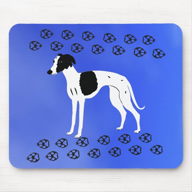 Alfombrilla De Ratón Perro Whippet negro y blanco (Frente)
