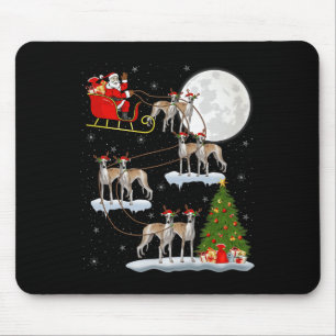 Alfombrilla De Ratón Perro Whippet Santa Trineo Volador Divertido Mágic