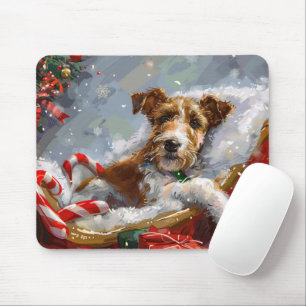 Alfombrilla De Ratón Perro Wire Fox Terrier Navidad Festiva