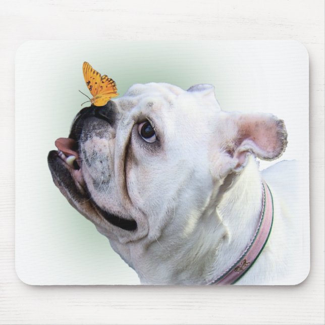 Alfombrilla De Ratón Perro y mariposa (Frente)