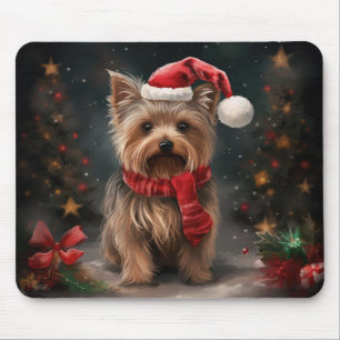 Alfombrilla De Ratón Perro Yorkshire Terrier en Navidad con Nieve