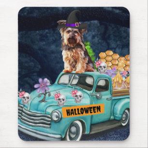 Alfombrilla De Ratón Perro Yorkshire Terrier Halloween Camión Noche Esp