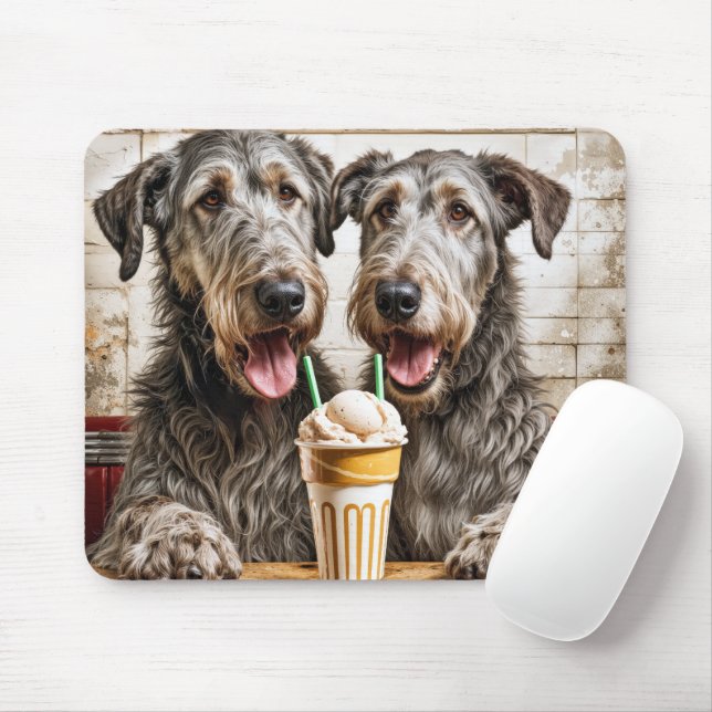 Alfombrilla De Ratón Perros De Lobo Irlandeses Con Soda De Helado (Con ratón)