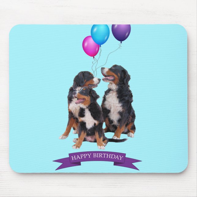Alfombrilla De Ratón Perros de montaña de Bernese Feliz cumpleaños Mous (Frente)
