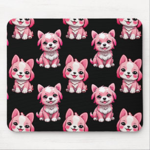 Alfombrilla De Ratón Perros rosados lindos - Negro 