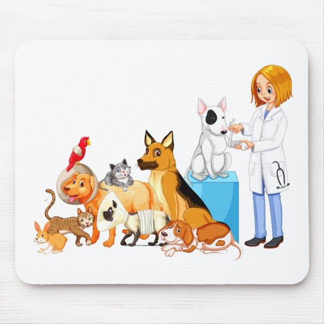 Alfombrilla De Ratón Perros veterinarios en tratamiento (Frente)