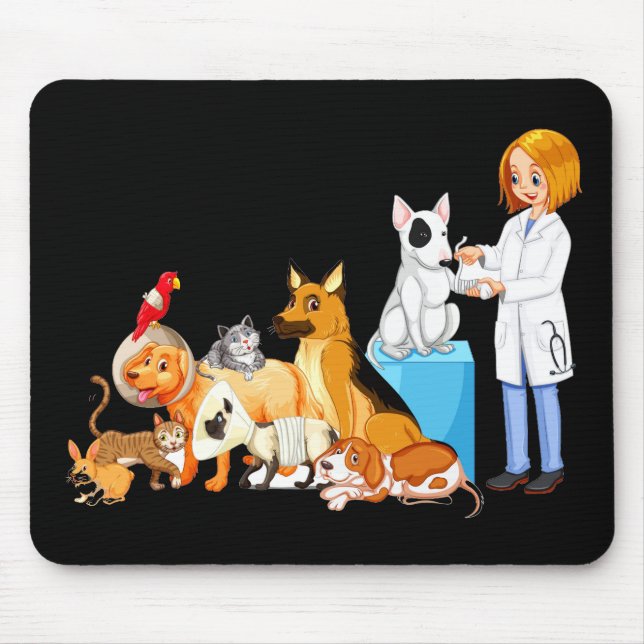 Alfombrilla De Ratón Perros veterinarios siendo tratados con almohadill (Frente)