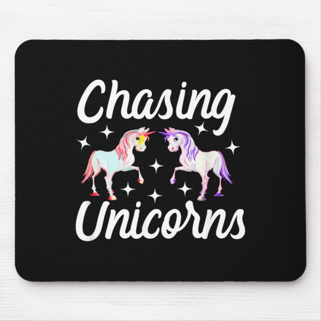 Alfombrilla De Ratón Persiguiendo Unicornios Mágicos (Frente)