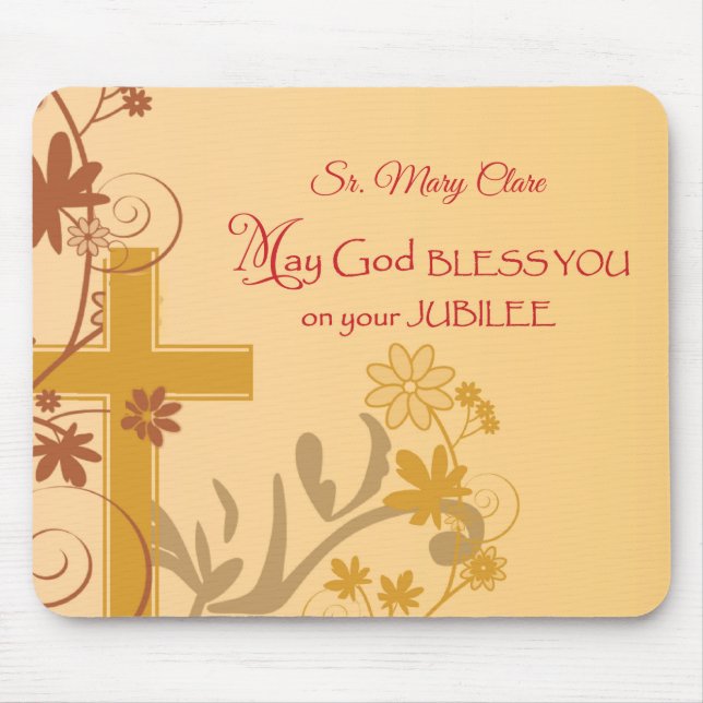 Alfombrilla De Ratón Personaliza, Jubilee Aniversario Nun Cross, Swirls (Frente)