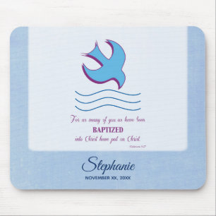Alfombrilla De Ratón Personaliza, Paloma del Bautismo de Adulto en Azul