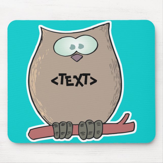 Alfombrilla De Ratón Personaliza un búho, <TEXT> (Frente)