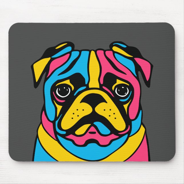Alfombrilla De Ratón personalizable 3 tono pug (Frente)
