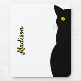 Alfombrilla De Ratón Personalizable de Ojos Dorados del CAT NEGRO